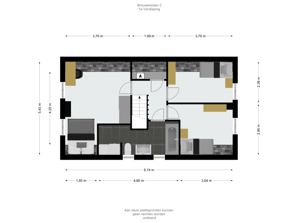 Bekijk plattegrond van 1e Verdieping van Brouwerslaan 2