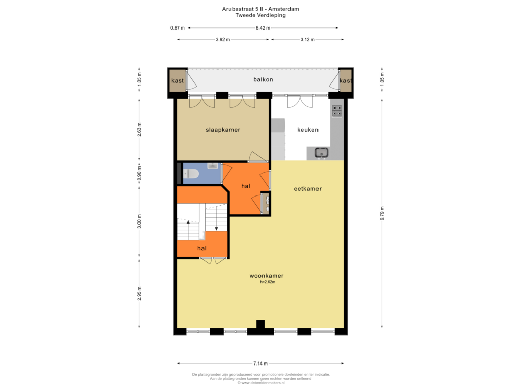 Bekijk plattegrond van TWEEDE VERDIEPING van Arubastraat 5-2