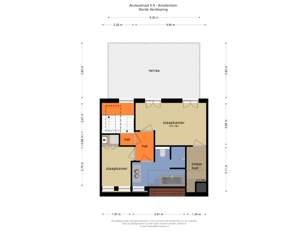 Bekijk plattegrond van DERDE VERDIEPING van Arubastraat 5-2