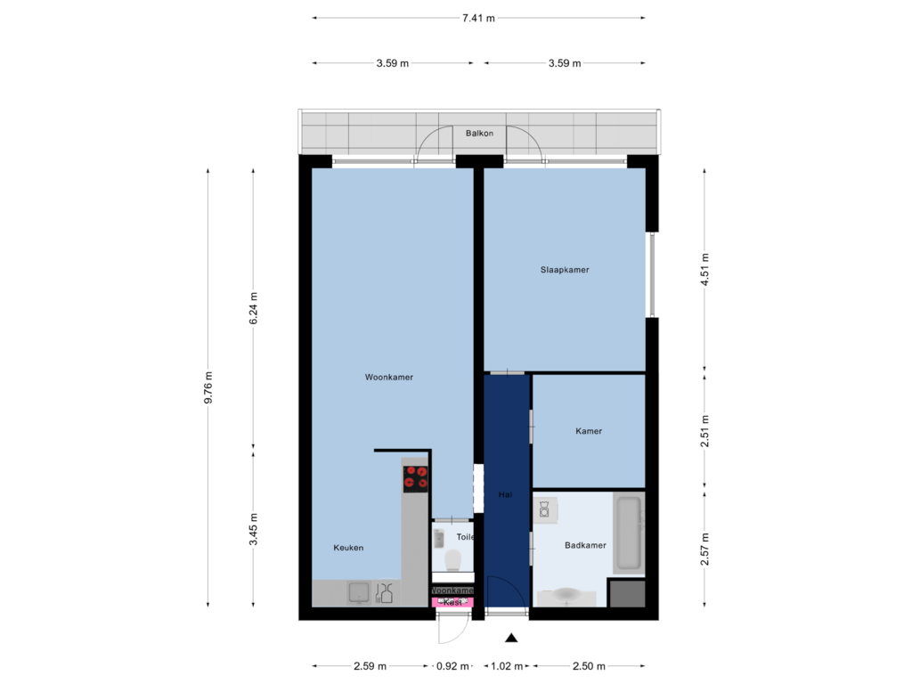 View floorplan of Appartement of Heulstraat 28