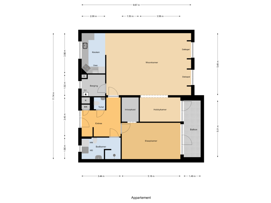 Bekijk plattegrond van Appartement van Rollandthof 45