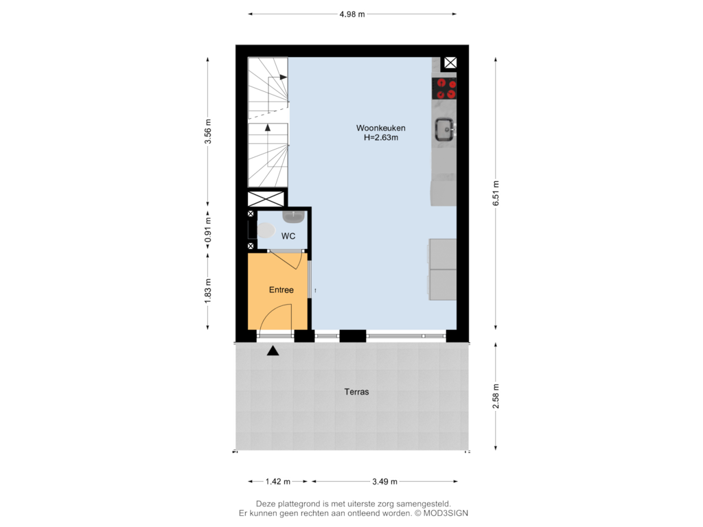 Bekijk plattegrond van Begane Grond van Evertsenstraat 4-B