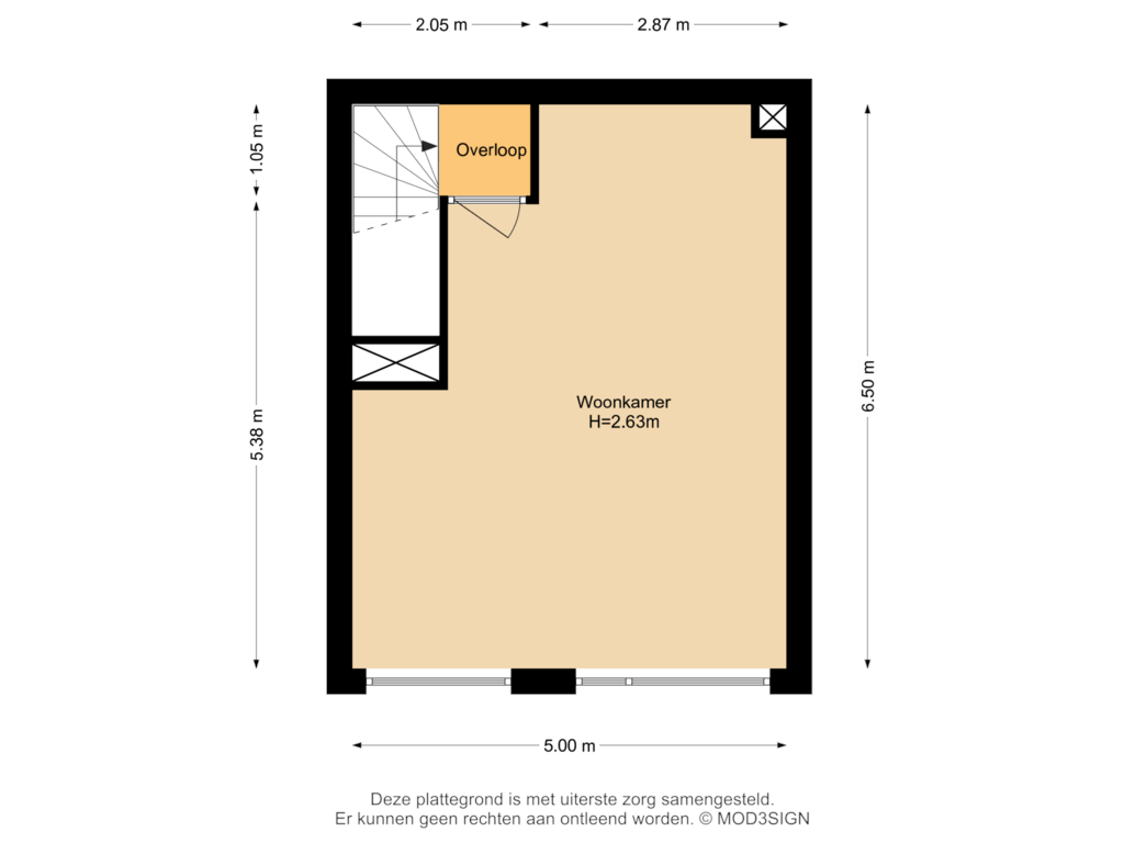 Bekijk plattegrond van 1e Verdieping van Evertsenstraat 4-B