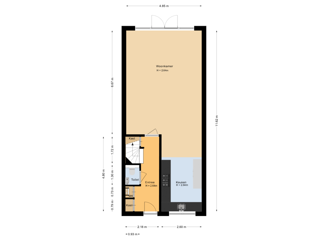 View floorplan of Begane grond of Hoflanderweg 206