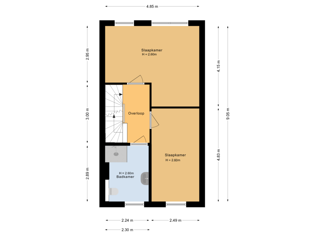 View floorplan of Eerste verdieping of Hoflanderweg 206