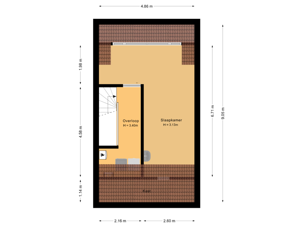 View floorplan of Tweede verdieping of Hoflanderweg 206