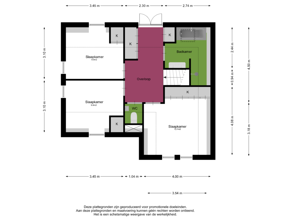 Bekijk plattegrond van Eerste Verdieping van Prinses Marijkelaan 19