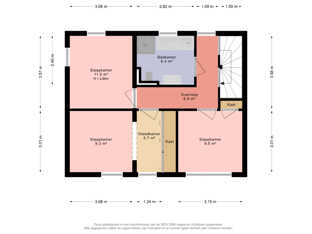 View floorplan of 1e verdieping of Marcus Aureliuslaan 26