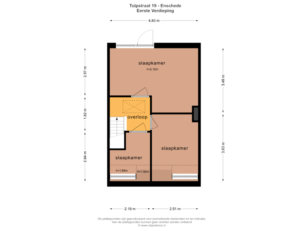 Bekijk plattegrond van EERSTE VERDIEPING van Tulpstraat 19