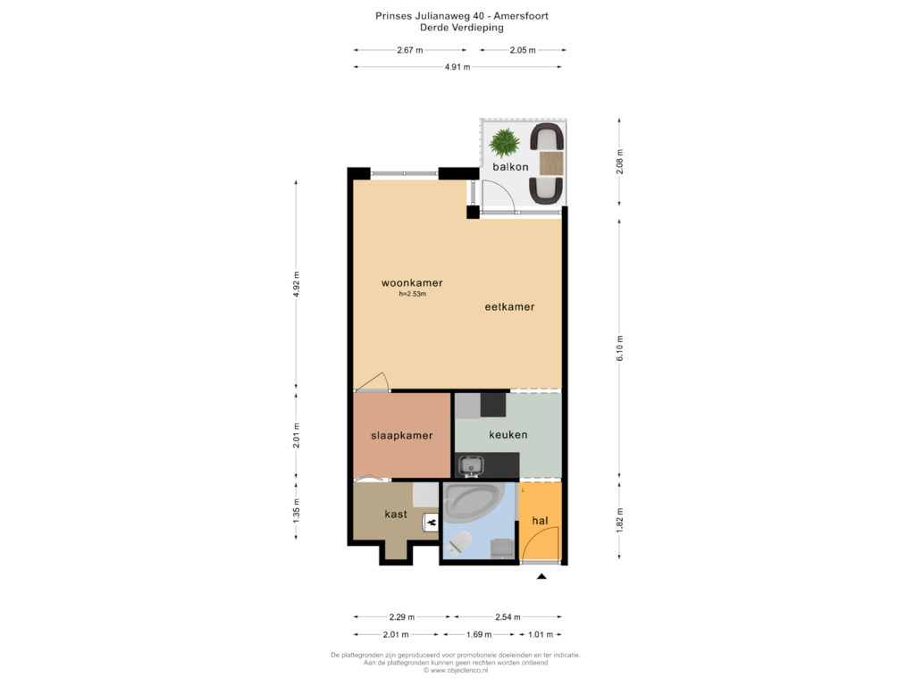 Bekijk plattegrond van Derde Verdieping van Prinses Julianaplein 40