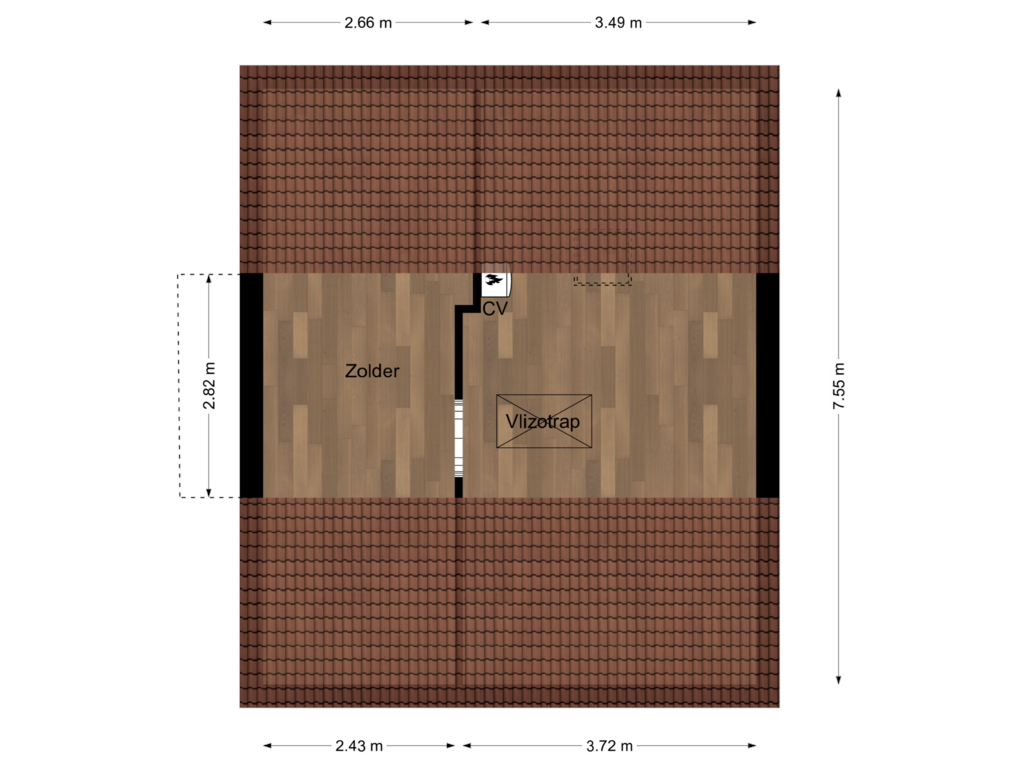 View floorplan of Zolder of Hoolstraat 60