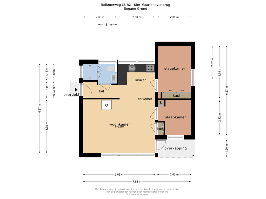 View floorplan of BEGANE GROND of Belkmerweg 68-H2