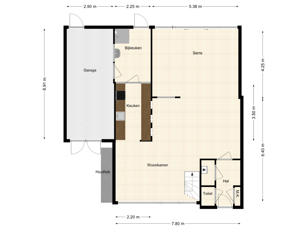 Bekijk plattegrond van Begane grond van Poolsestraat 61