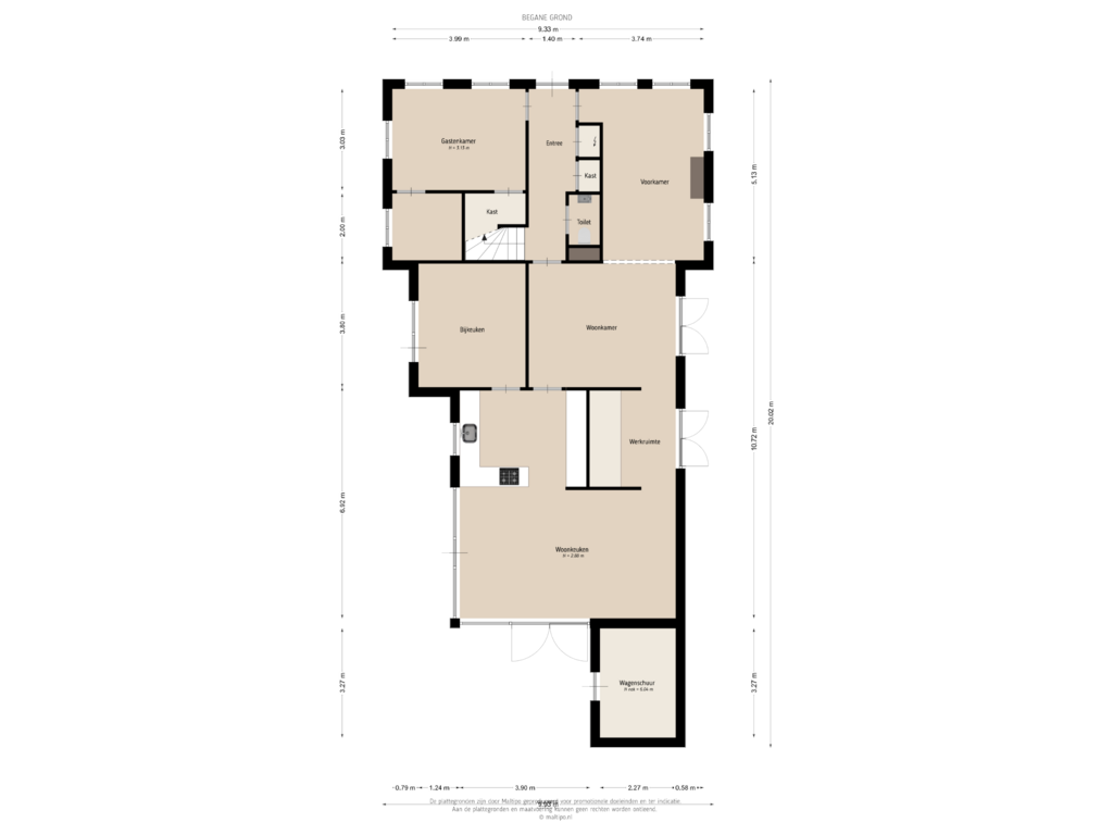 Bekijk plattegrond van Begane grond van Dorpsstraat 3