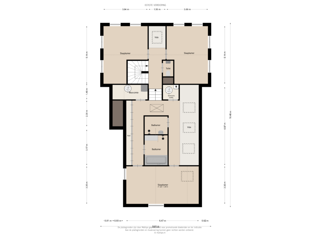 Bekijk plattegrond van Eerste verdieping van Dorpsstraat 3