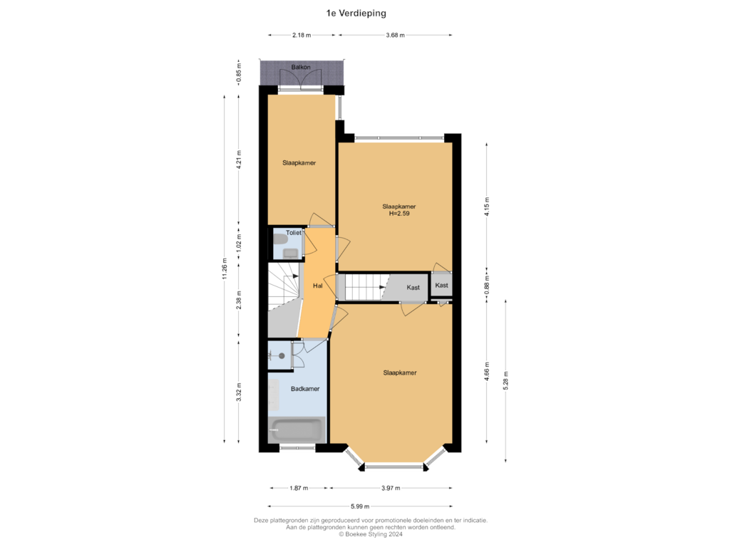 Bekijk plattegrond van 1e Verdieping van Prins Mauritslaan 21