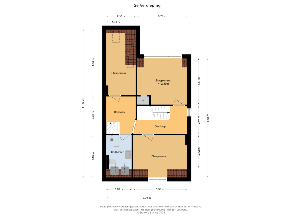 Bekijk plattegrond van 2e Verdieping van Prins Mauritslaan 21