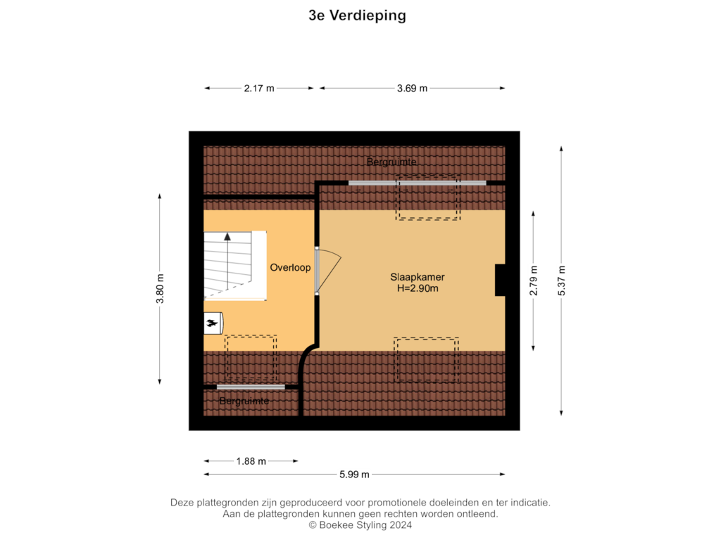 Bekijk plattegrond van 3e Verdieping van Prins Mauritslaan 21