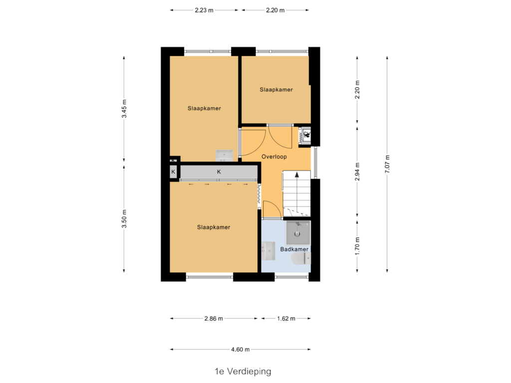 View floorplan of 1e Verdieping of Hortensialaan 27