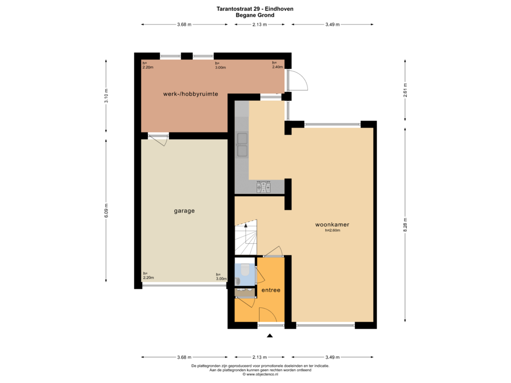 Bekijk plattegrond van BEGANE GROND van Tarantostraat 29