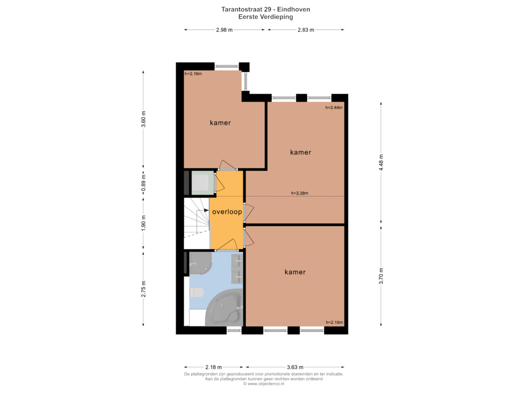 Bekijk plattegrond van EERSTE VERDIEPING van Tarantostraat 29