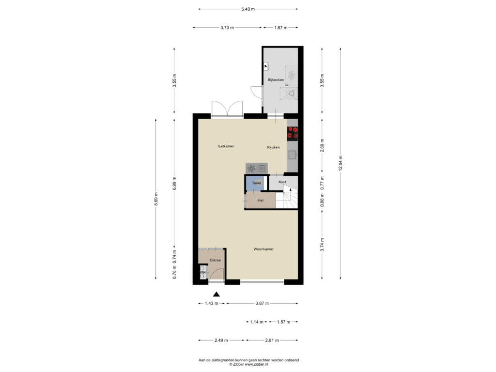 View floorplan of Begane Grond of Roordaburg 21