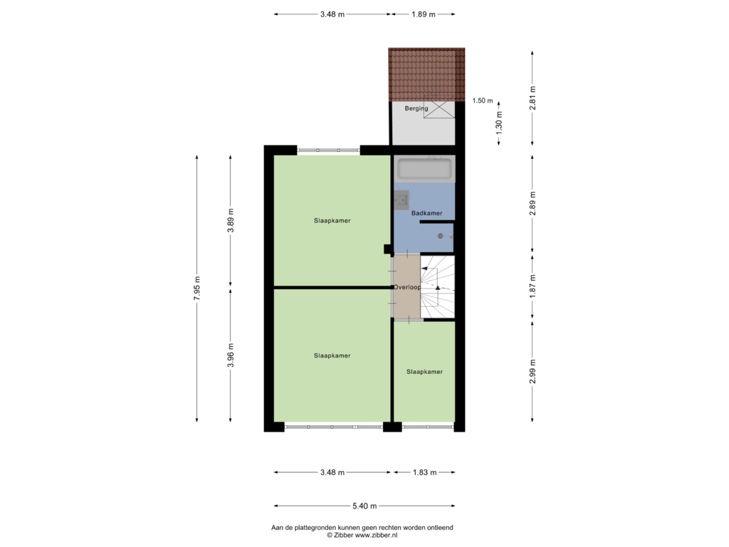 View floorplan of Eerste Verdieping of Roordaburg 21