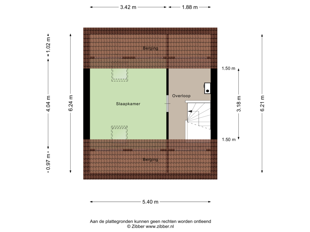 View floorplan of Tweede Verdieping of Roordaburg 21