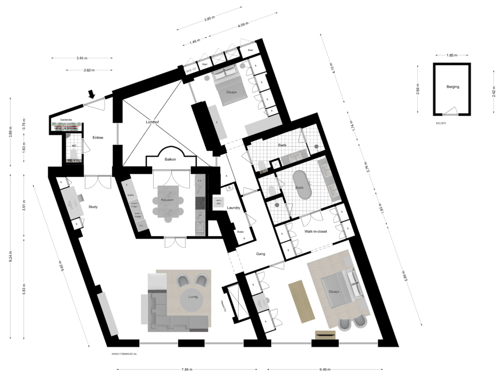 Bekijk plattegrond van 1e VERDIEPING van Herengracht 189-E