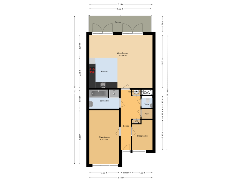 Bekijk plattegrond van Appartement van Menno van Coehoornstraat 47