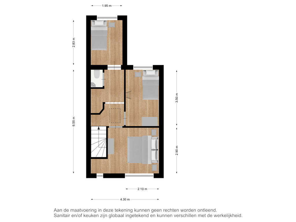 View floorplan of Eerste verdieping of Da Costastraat 20