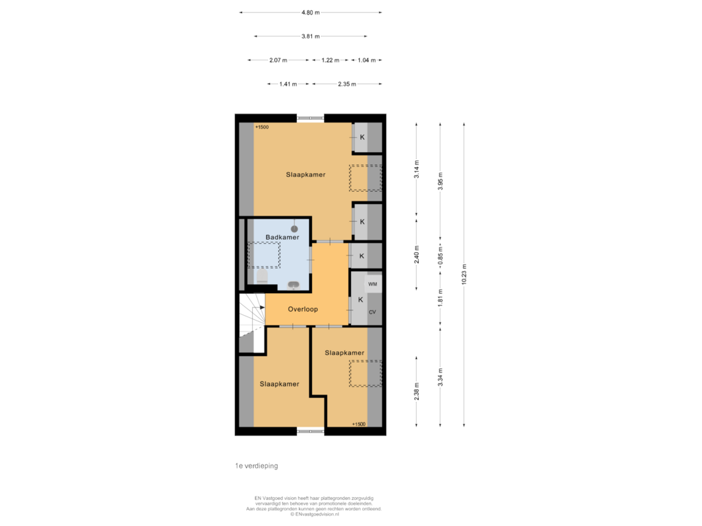 Bekijk plattegrond van 1e verdieping van Wilhelminastraat 29-A