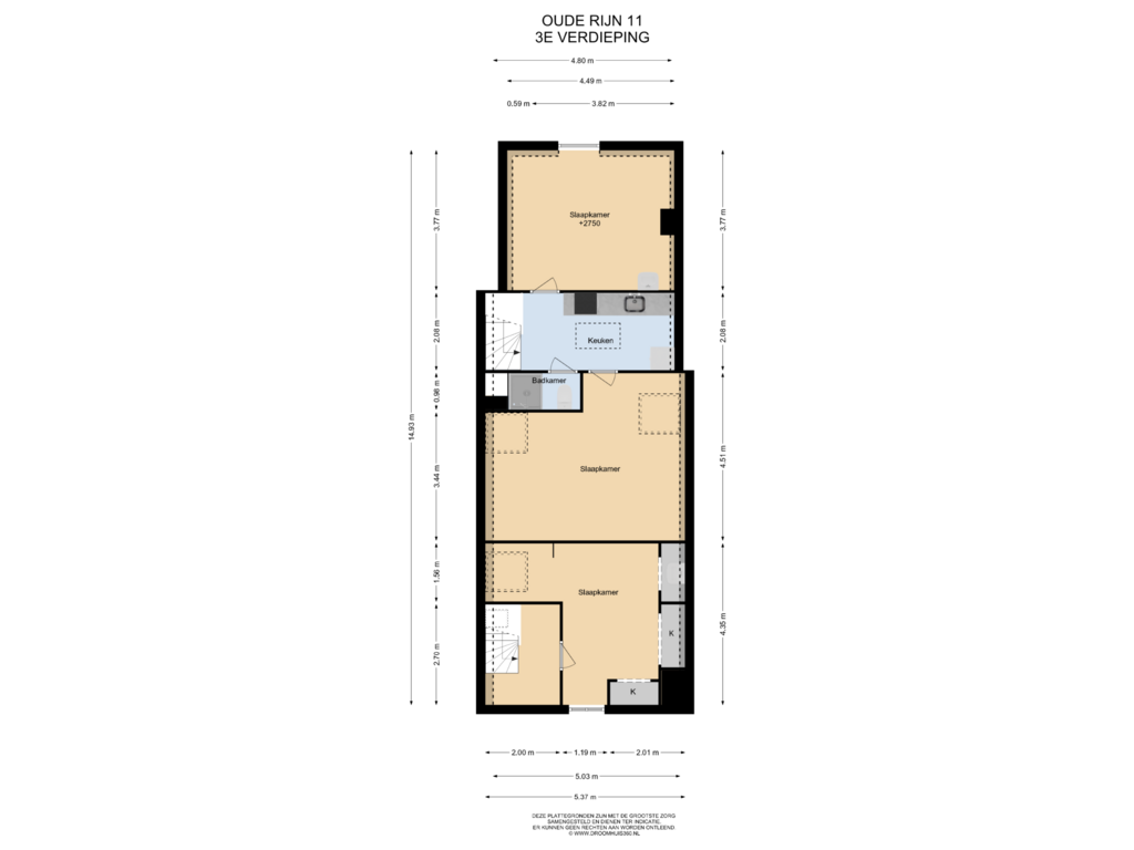 View floorplan of 3E Verdieping of Oude Rijn 11