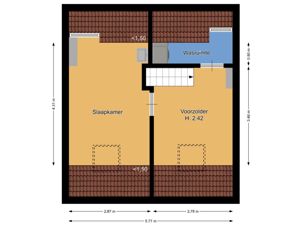 Bekijk plattegrond van Tweede verdieping van J.H. van 't Hoffweg 38