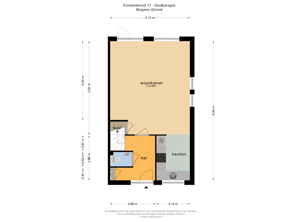 Bekijk plattegrond van BEGANE GROND van Fonteinkruid 17