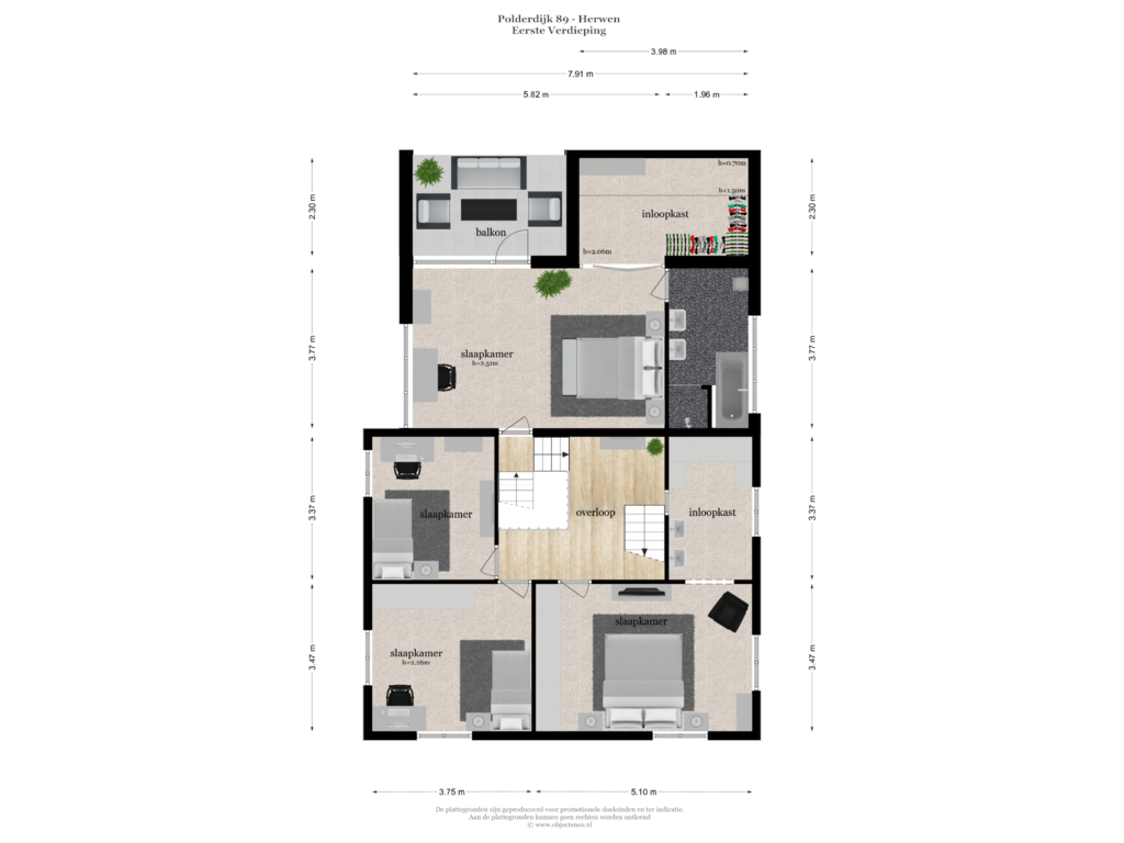 Bekijk plattegrond van EERSTE VERDIEPING van Polderdijk 89