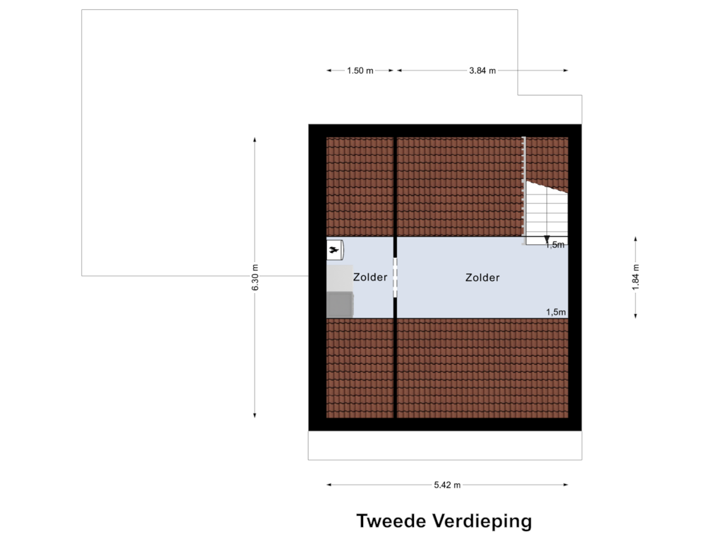 Bekijk plattegrond van Tweede Verdieping van Rijksweg Zuid 4