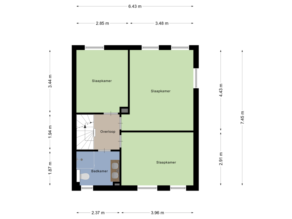 Bekijk plattegrond van Eerste verdieping van Christinalaan 1-A