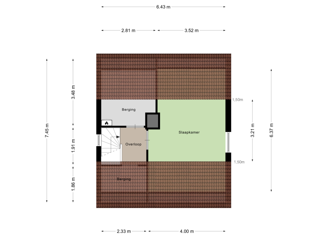 Bekijk plattegrond van Tweede Verdieping van Christinalaan 1-A