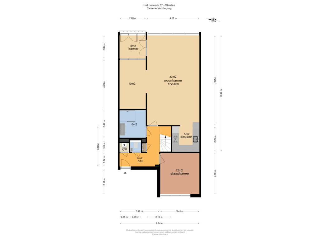 Bekijk plattegrond van TWEEDE VERDIEPING van Het Leiwerk 37