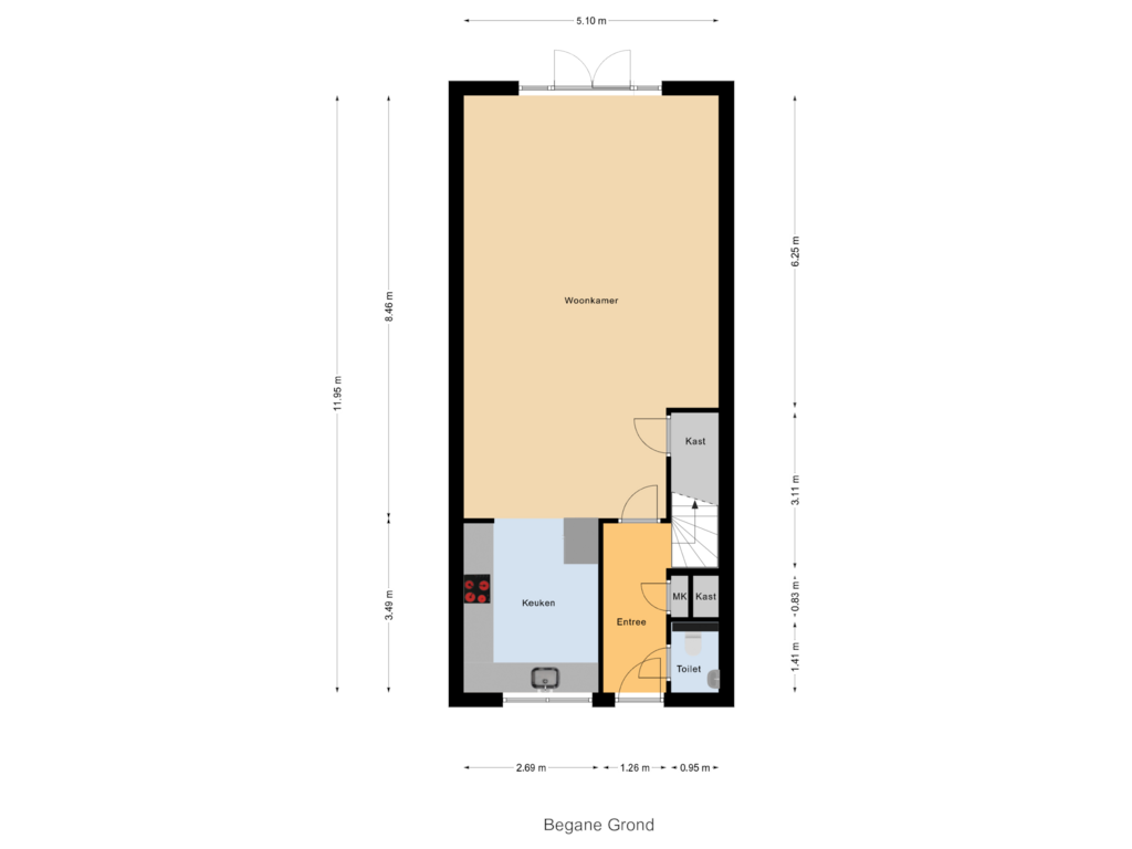 Bekijk plattegrond van Begane Grond van Boezem 12