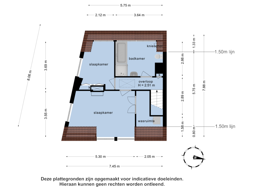 View floorplan of 2e verdieping of Sumatrastraat 112-A