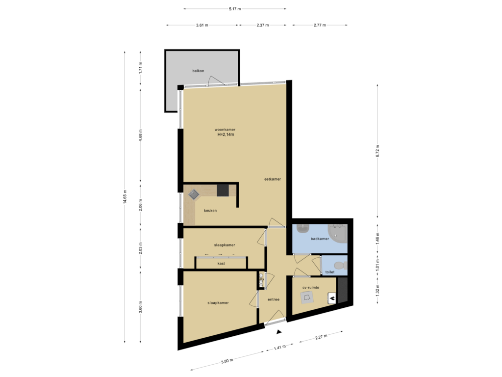 Bekijk plattegrond van Appartement van Vijf Meilaan 414