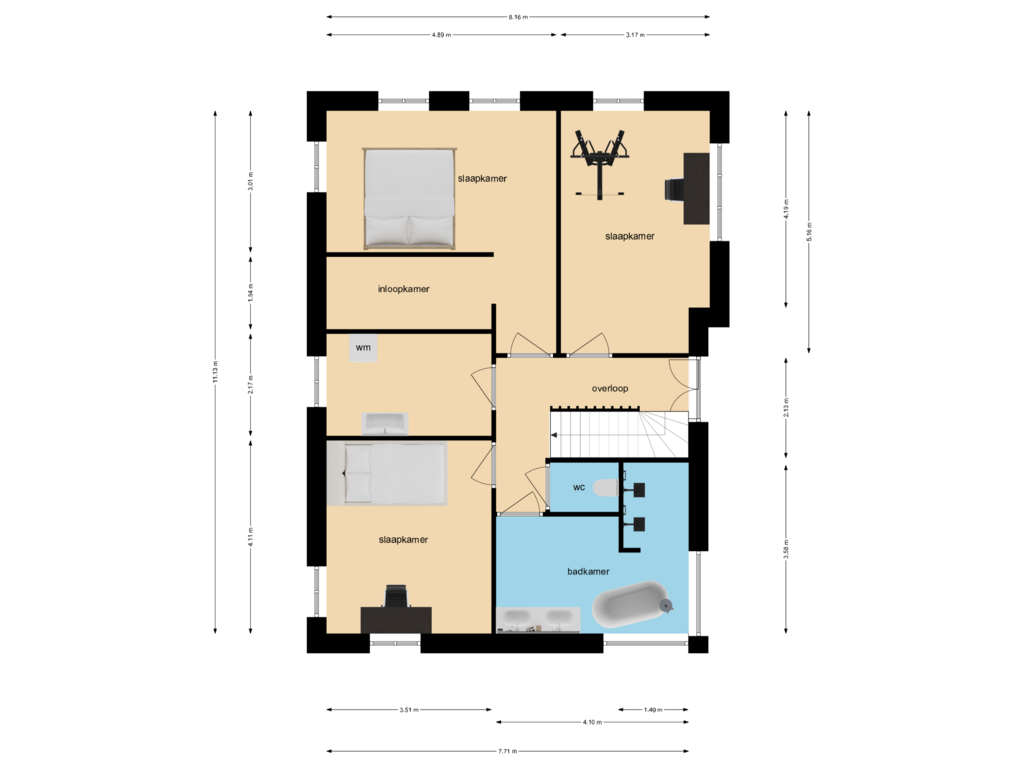 Bekijk plattegrond van 1e verdieping van Niels Bohrstraat 4