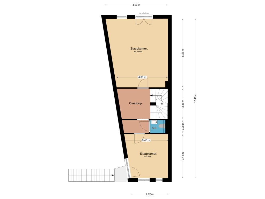 Bekijk plattegrond van 1e Verdieping van Valkestraat 14-D