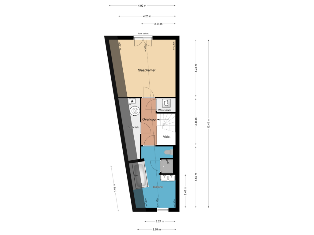 Bekijk plattegrond van 2e Verdieping van Valkestraat 14-D