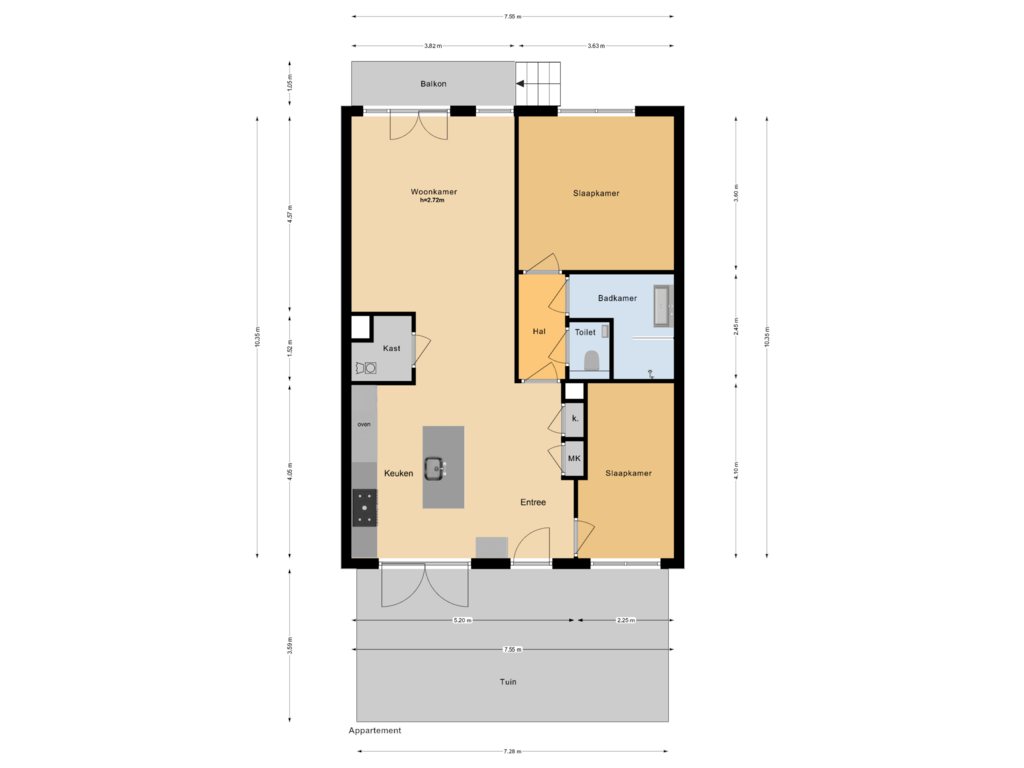 View floorplan of Appartement of Carel Willinkgracht 103