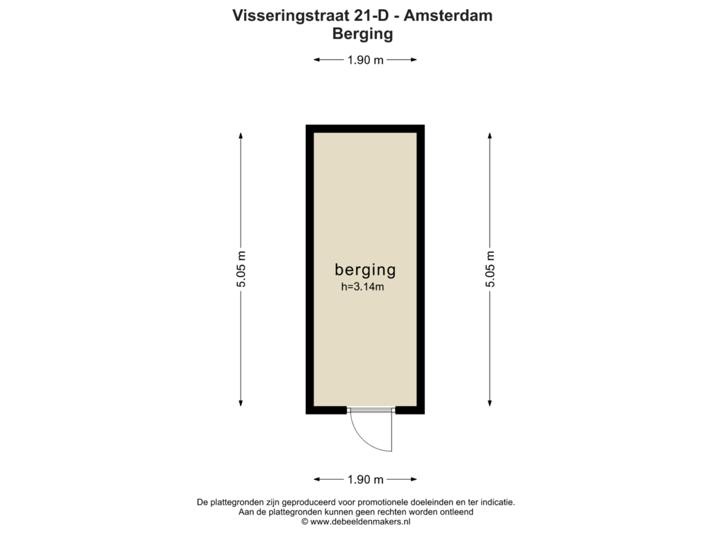 Bekijk plattegrond van Berging van Visseringstraat 21-D