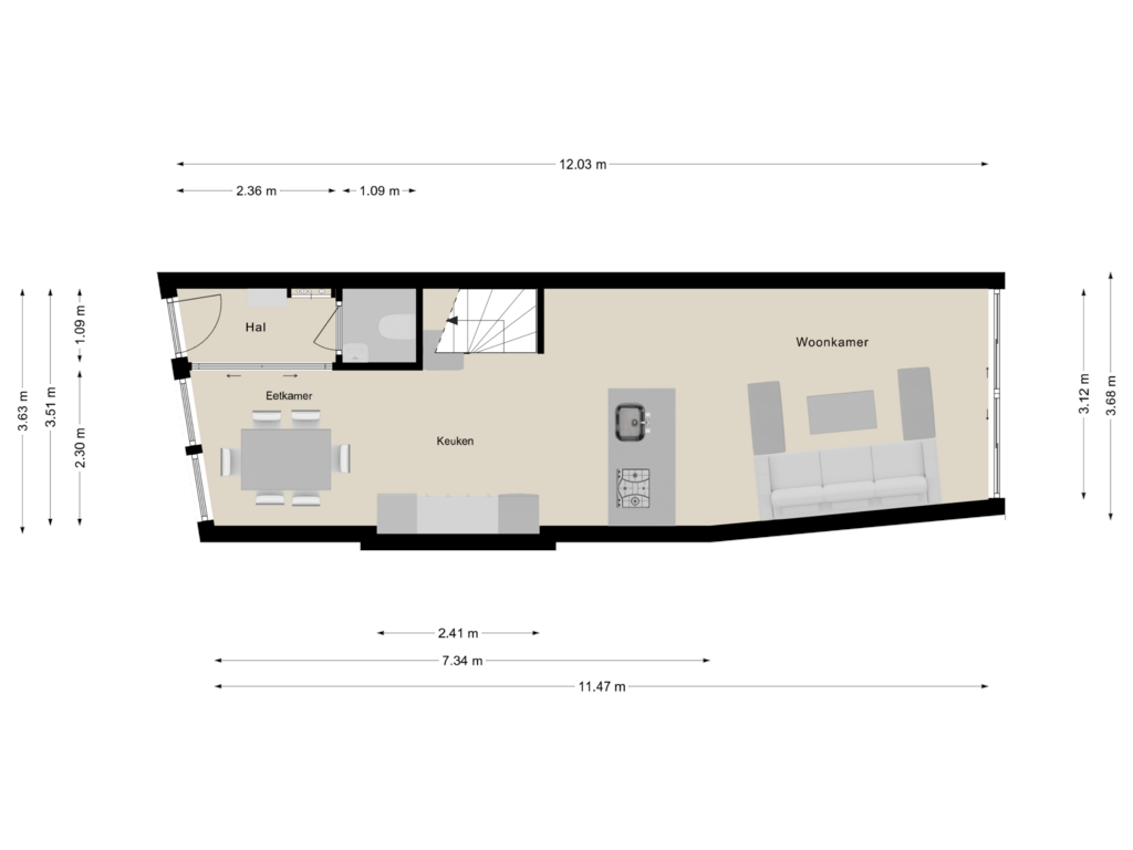 Bekijk plattegrond van Begane grond van Oranjeboomstraat 147