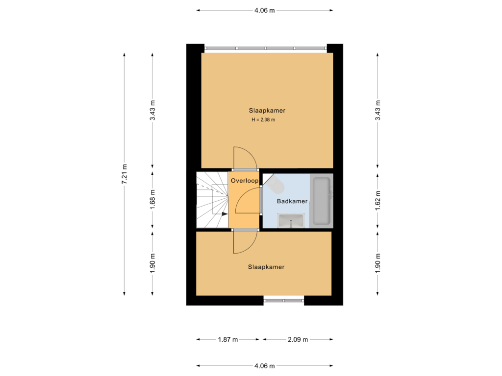 View floorplan of 1e verdieping of Anna Beijerstraat 27